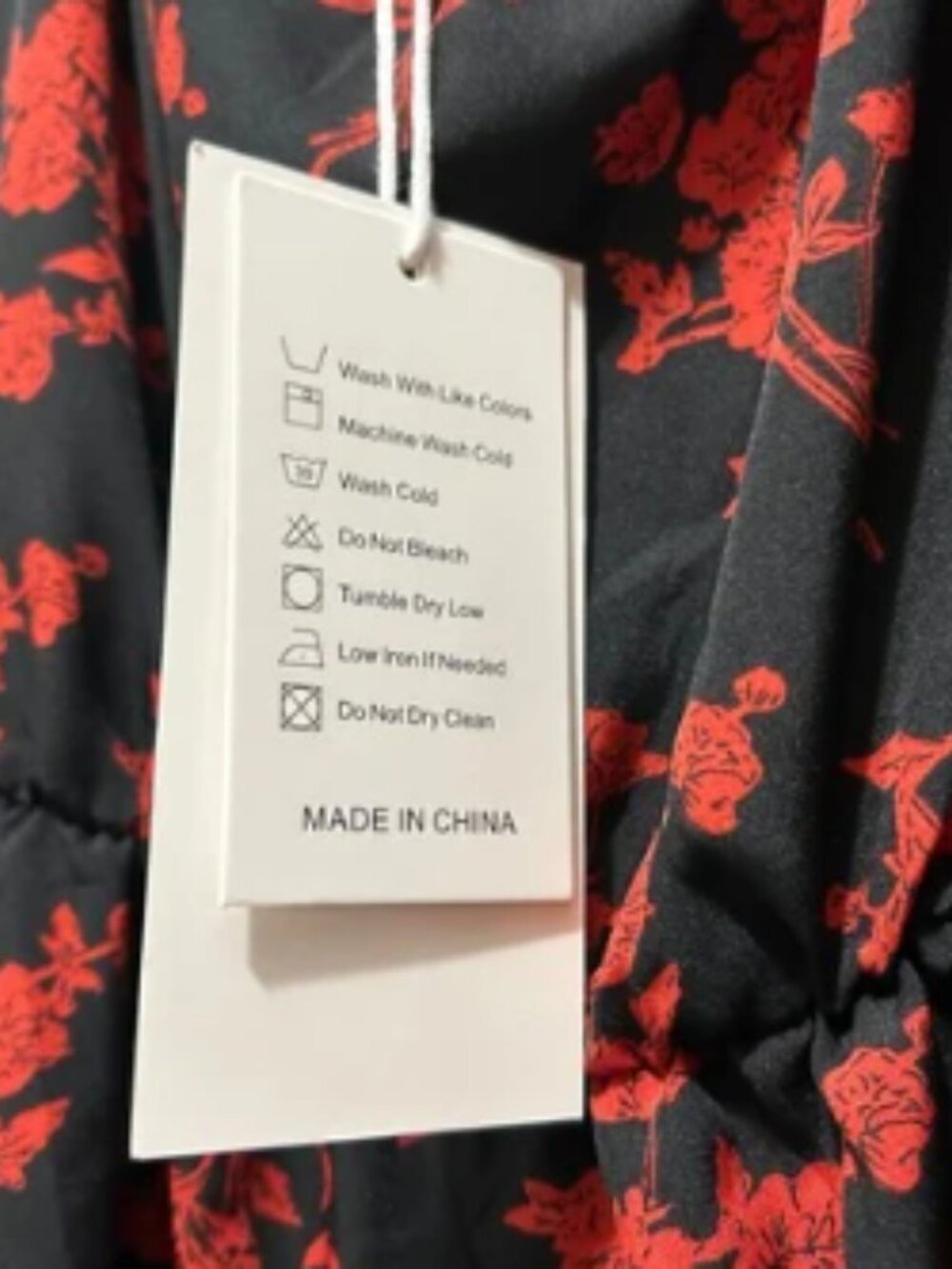 Jeceika bell sleeve black dress with red flower design Size L - Picture 4 of 5